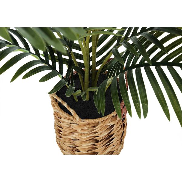Brown Green 24-Inch Palm Indoor Faux Fake Potted Decorative Artificial Plant, image 3